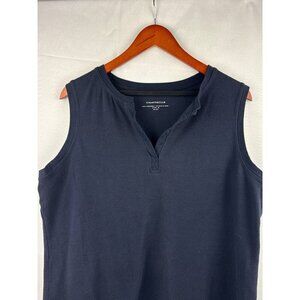 Charter Club Sleeveless Ribbed Knit Top 1X Cotton/Spandex Black Made In Jordan